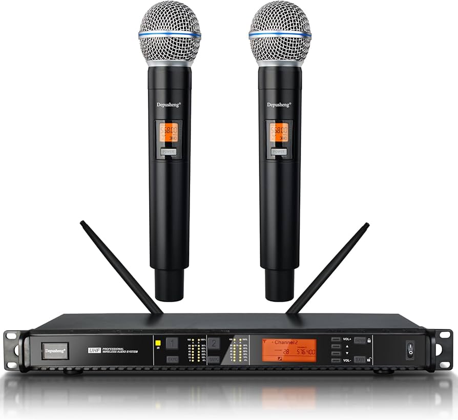 Amazon.com: Depusheng Wireless Microphones System with 2 Channels